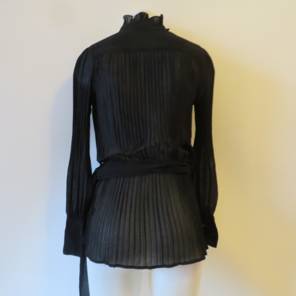 Double Zero Half Button Up Pleated Blouse Sz S - image 4